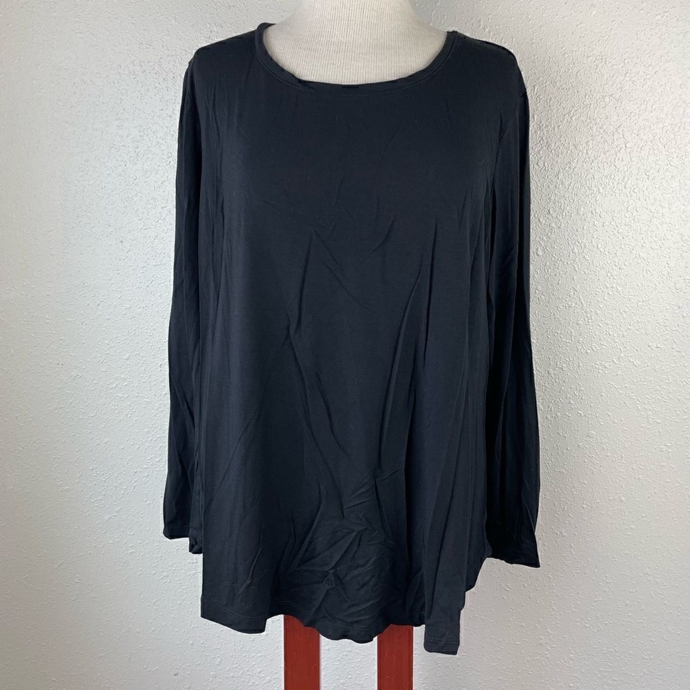 JM Collection Black Long Sleeve Top Size XL EUC